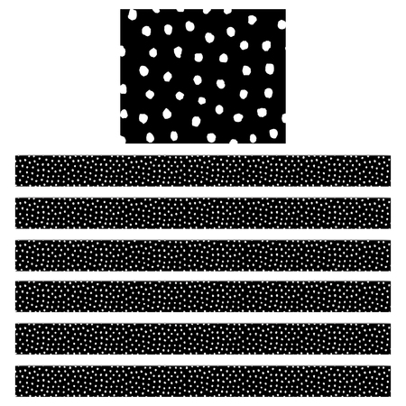 TEACHER CREATED RESOURCES White Painted Dots on Black Straight Border Trim, PK72 TCR8341